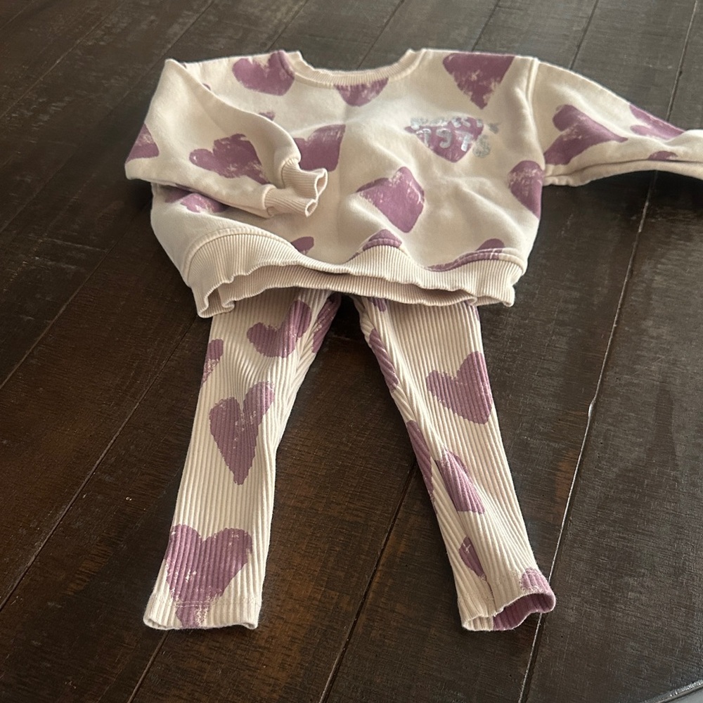 Zara Kids Matching Set in Cream and Purple